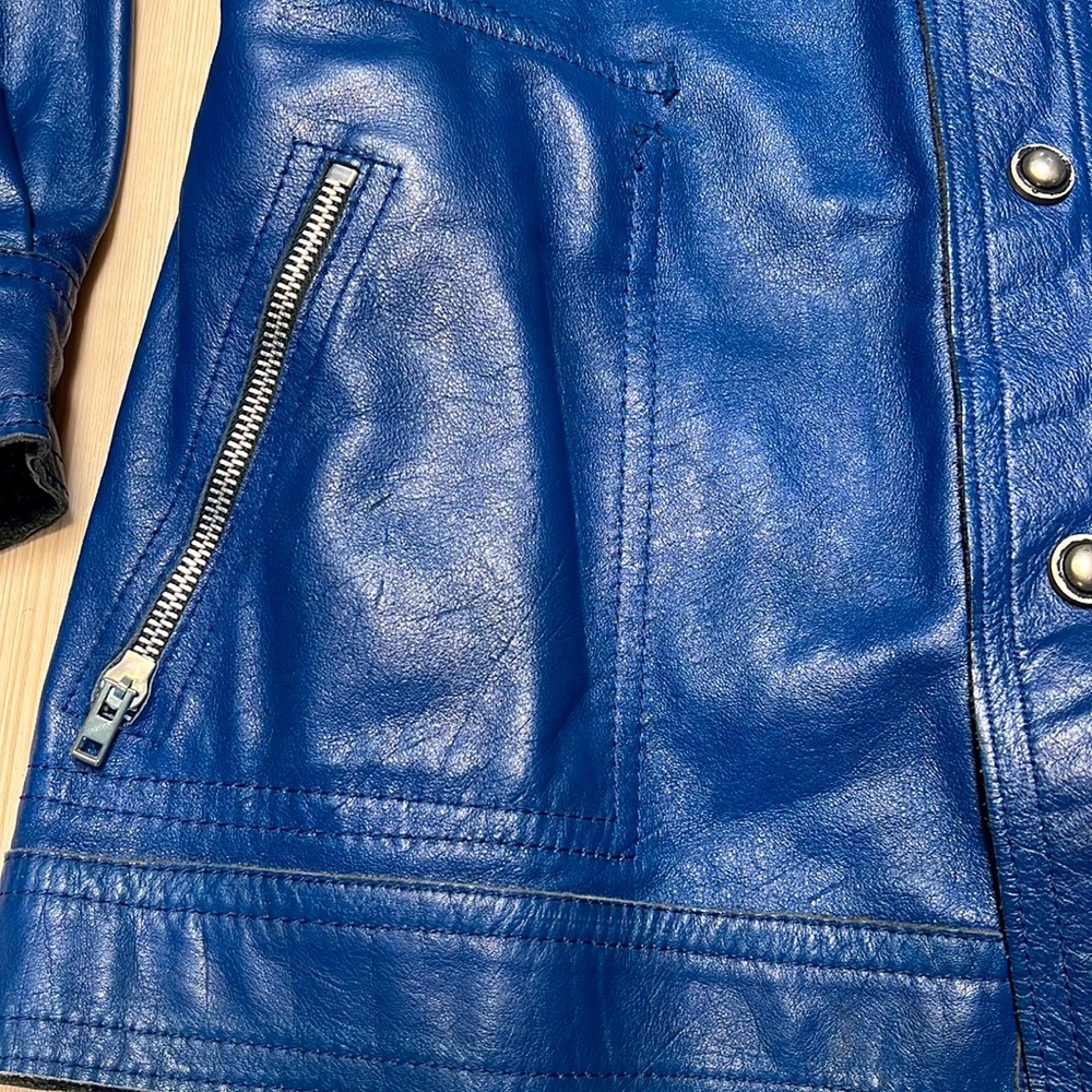American Vintage Blue & Suede Leather Reversible Jacket - Picture 14 of 16